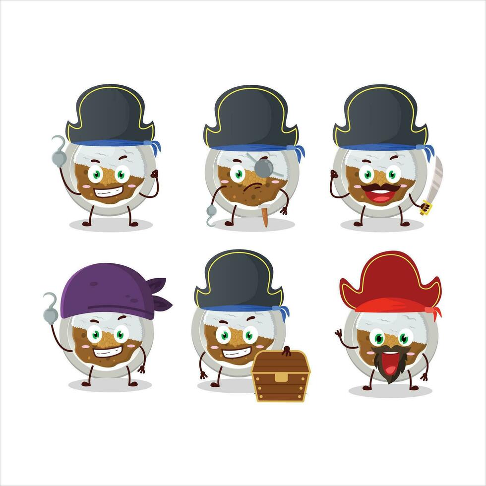 Cartoon character of coco ichibanya curry with various pirates emoticons vector