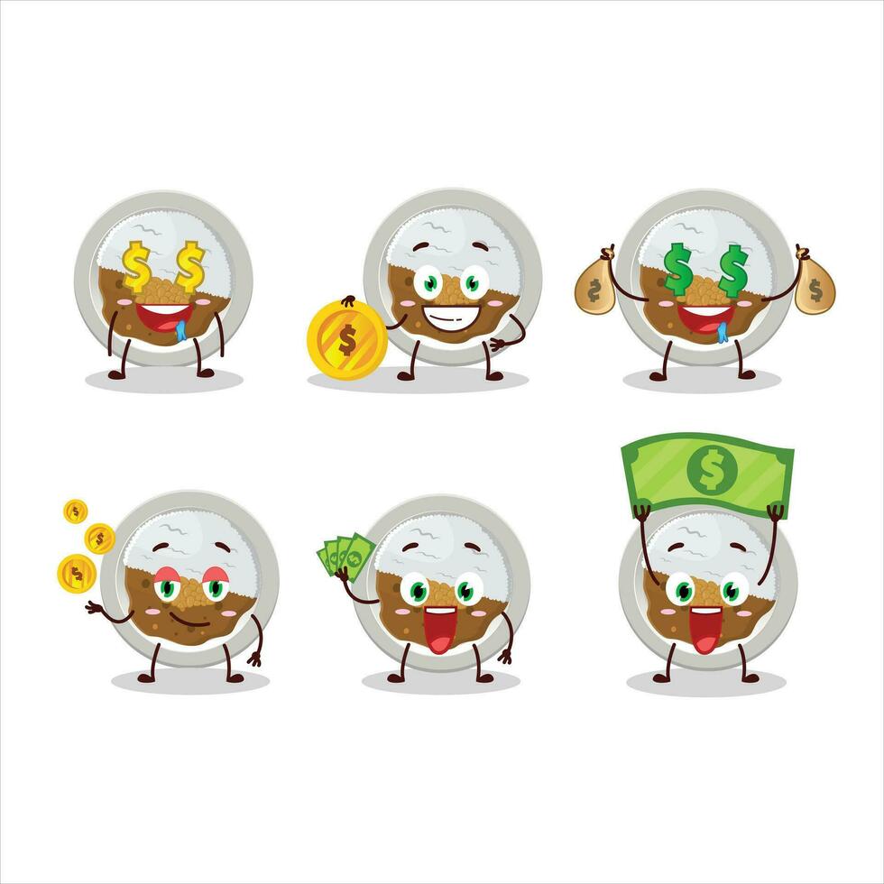 Coco ichibanya curry cartoon character with cute emoticon bring money vector