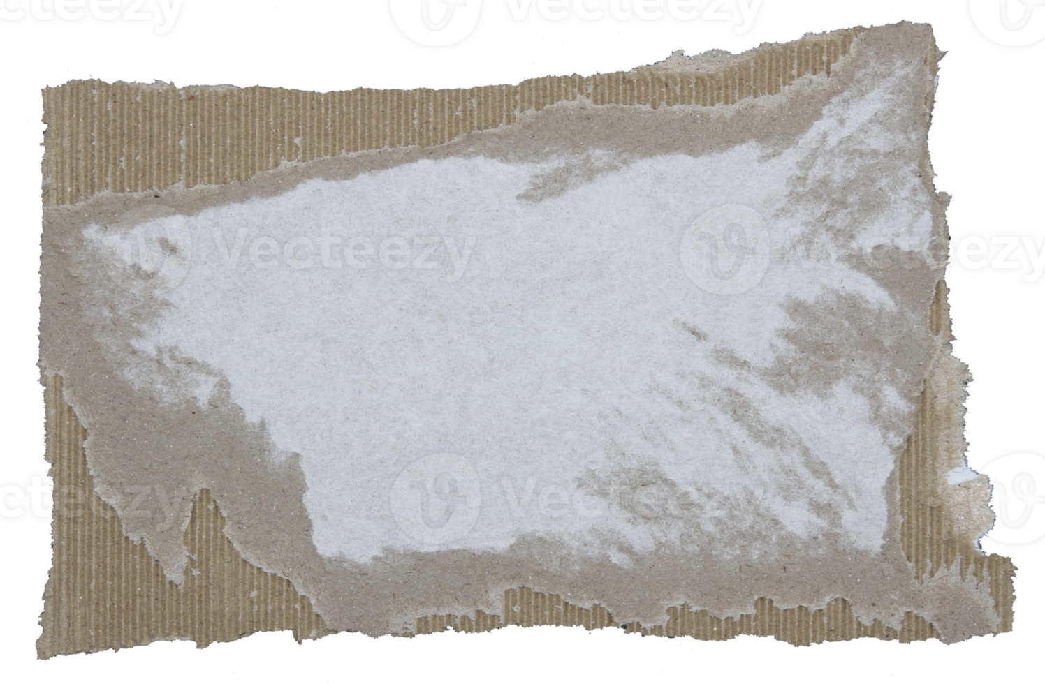 Torn pieces of corrugated paper on transparent background png file