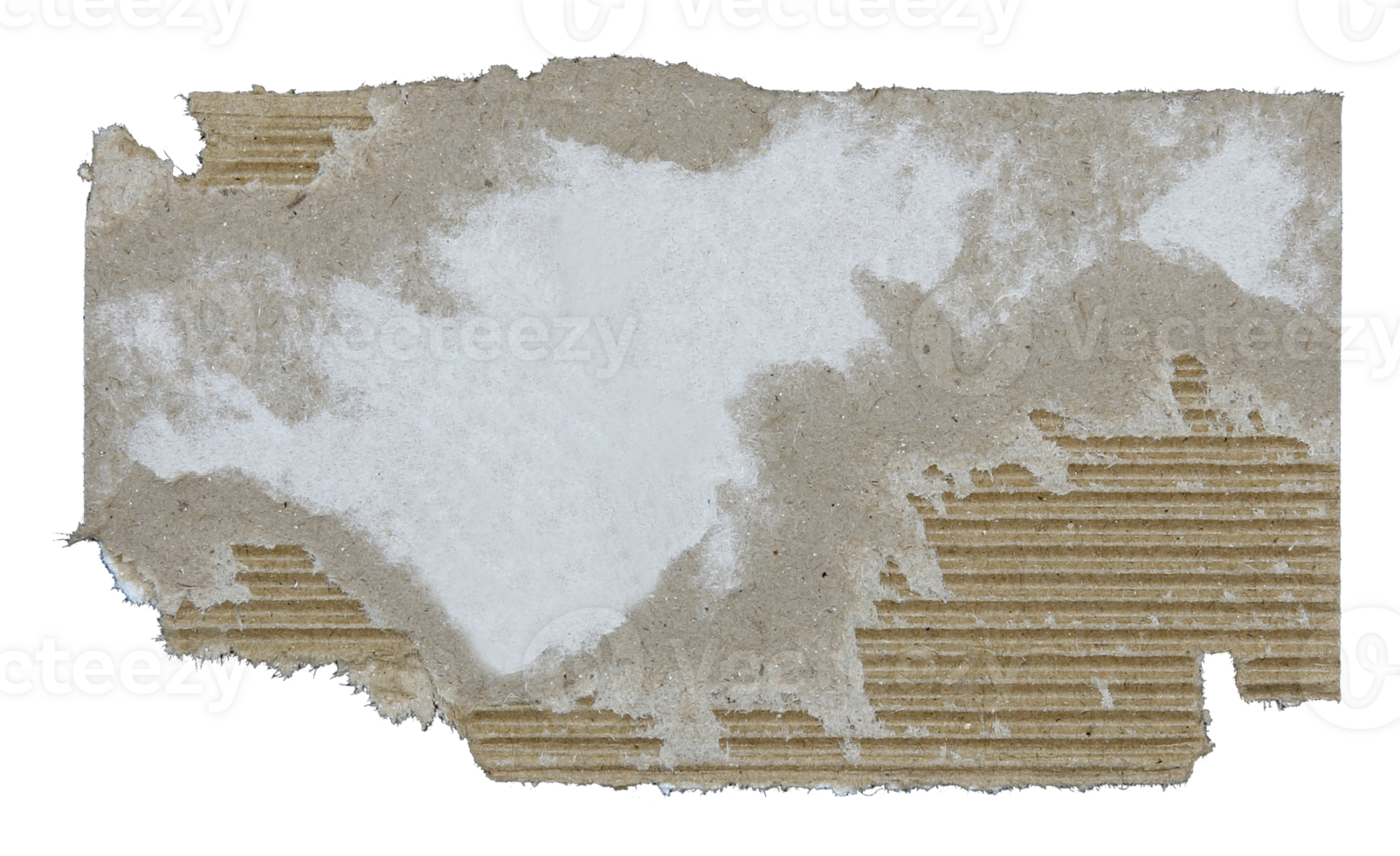 Torn pieces of corrugated paper on transparent background png file
