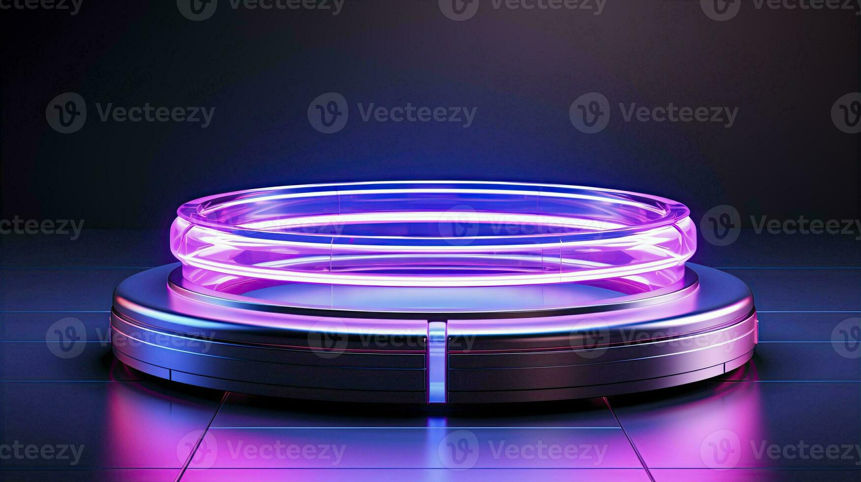 neon podium in bright psychedelic colors with backlighting. in y2k style. AI Generative photo