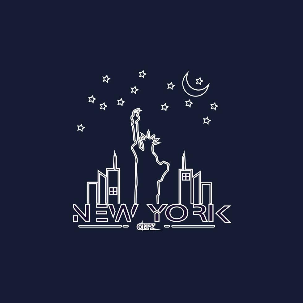 Vector t shirt design skyline travel label, new york city.