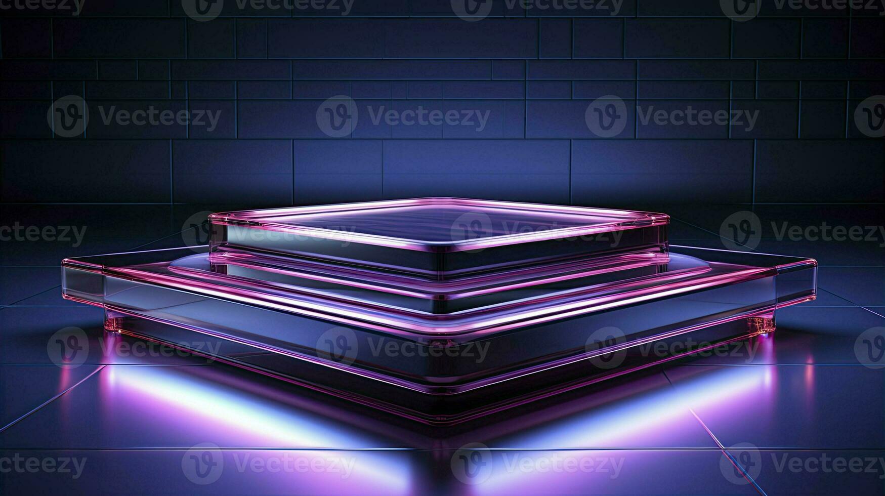 neon podium in bright psychedelic colors with backlighting. in y2k style. AI Generative photo