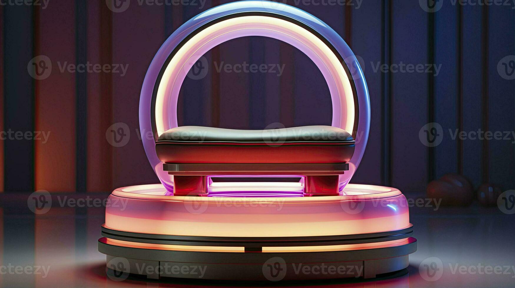 neon podium in bright psychedelic colors with backlighting. in y2k style. AI Generative photo
