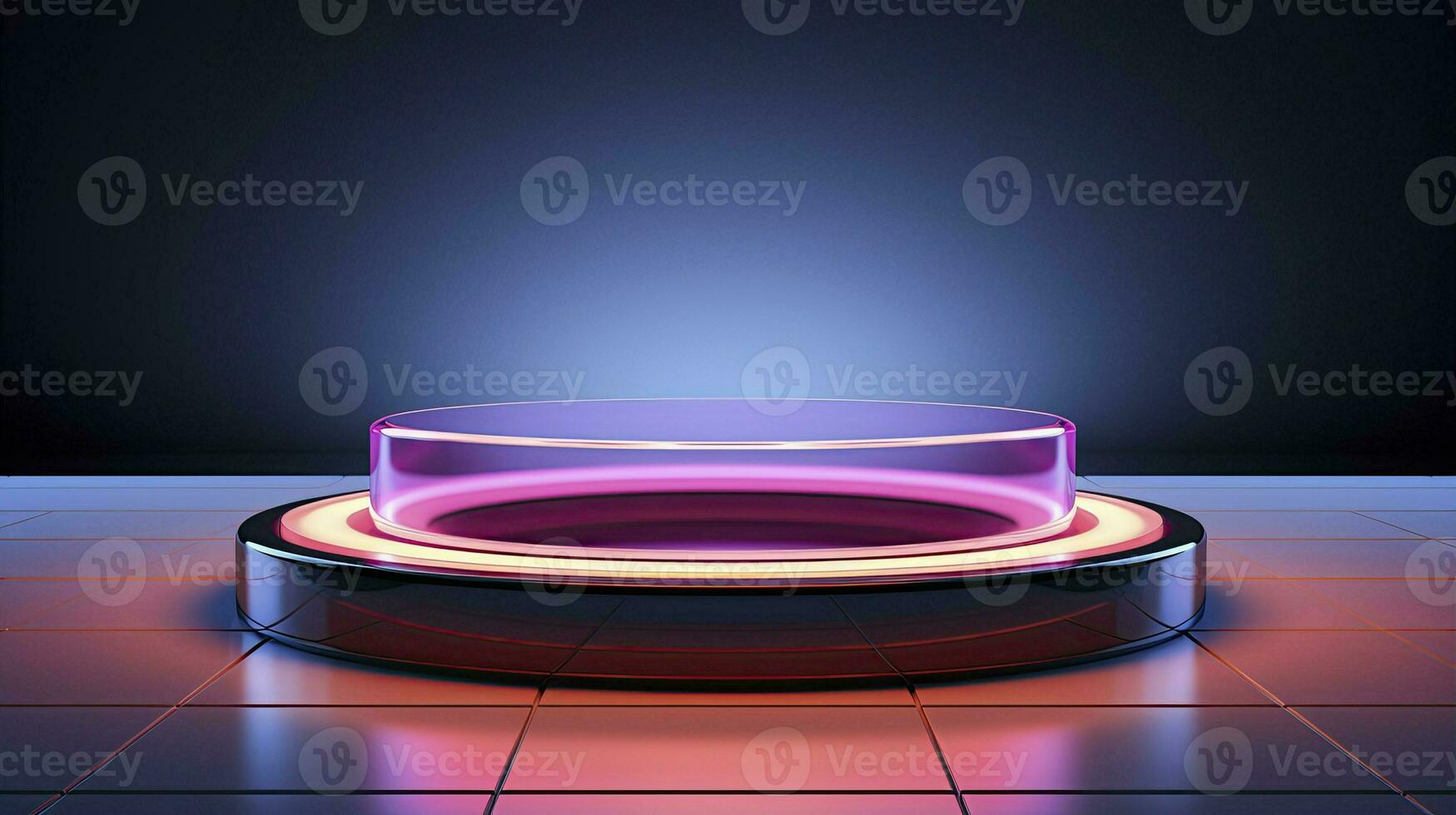 neon podium in bright psychedelic colors with backlighting. in y2k style. AI Generative photo