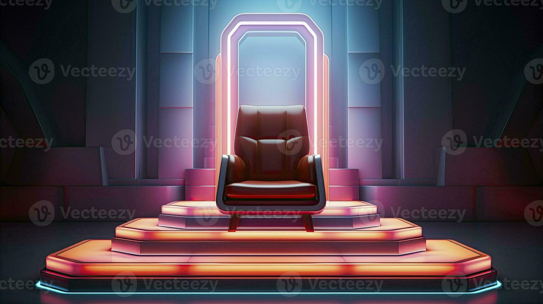 neon podium in bright psychedelic colors with backlighting. in y2k style. AI Generative photo