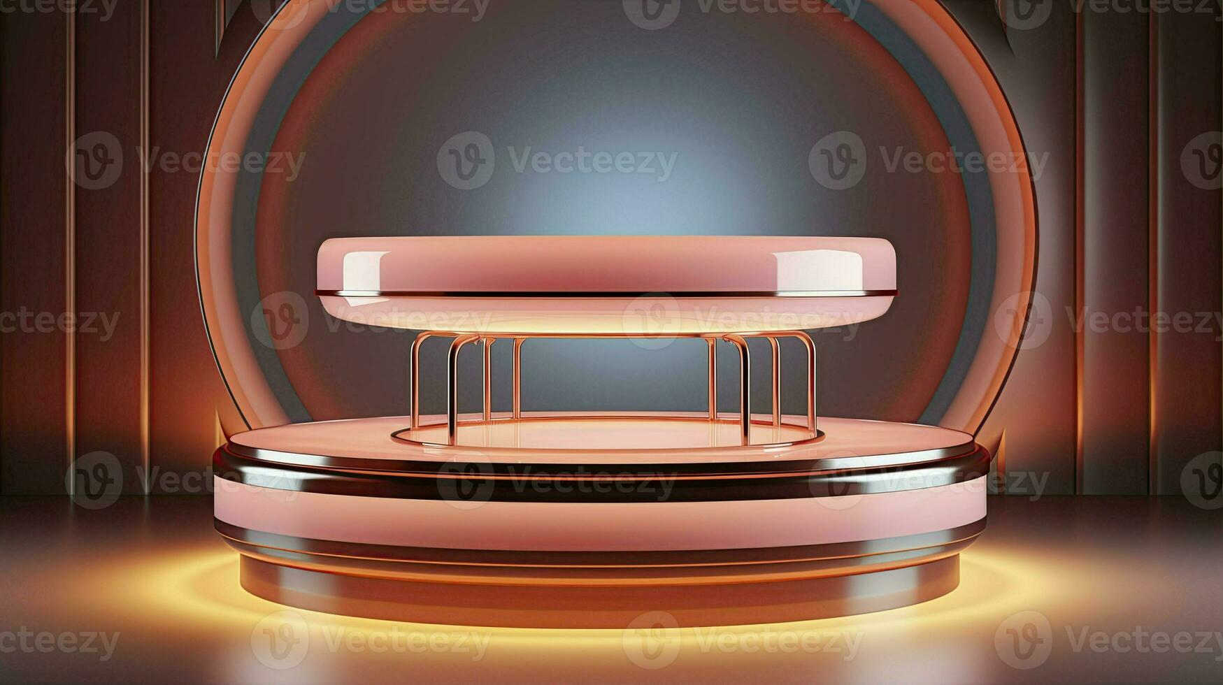 neon podium in bright psychedelic colors with backlighting. in y2k style. AI Generative photo