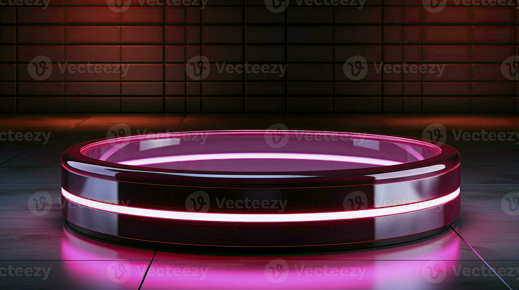 neon podium in bright psychedelic colors with backlighting. in y2k style. AI Generative photo