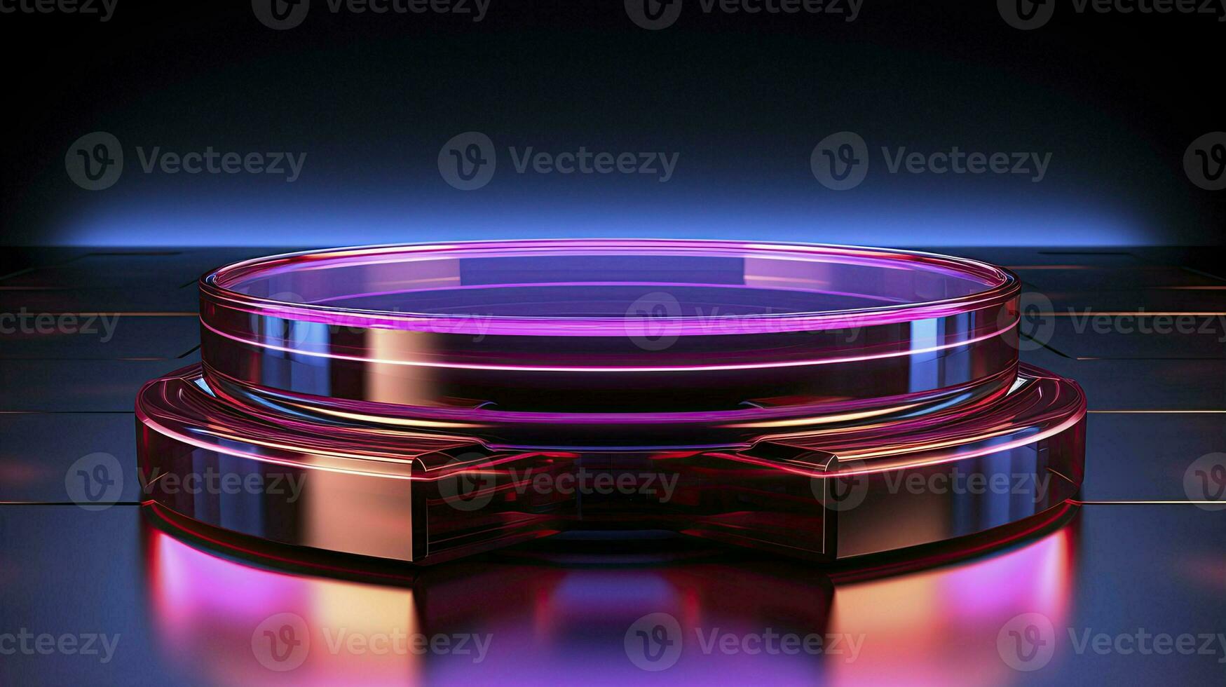 neon podium in bright psychedelic colors with backlighting. in y2k style. AI Generative photo