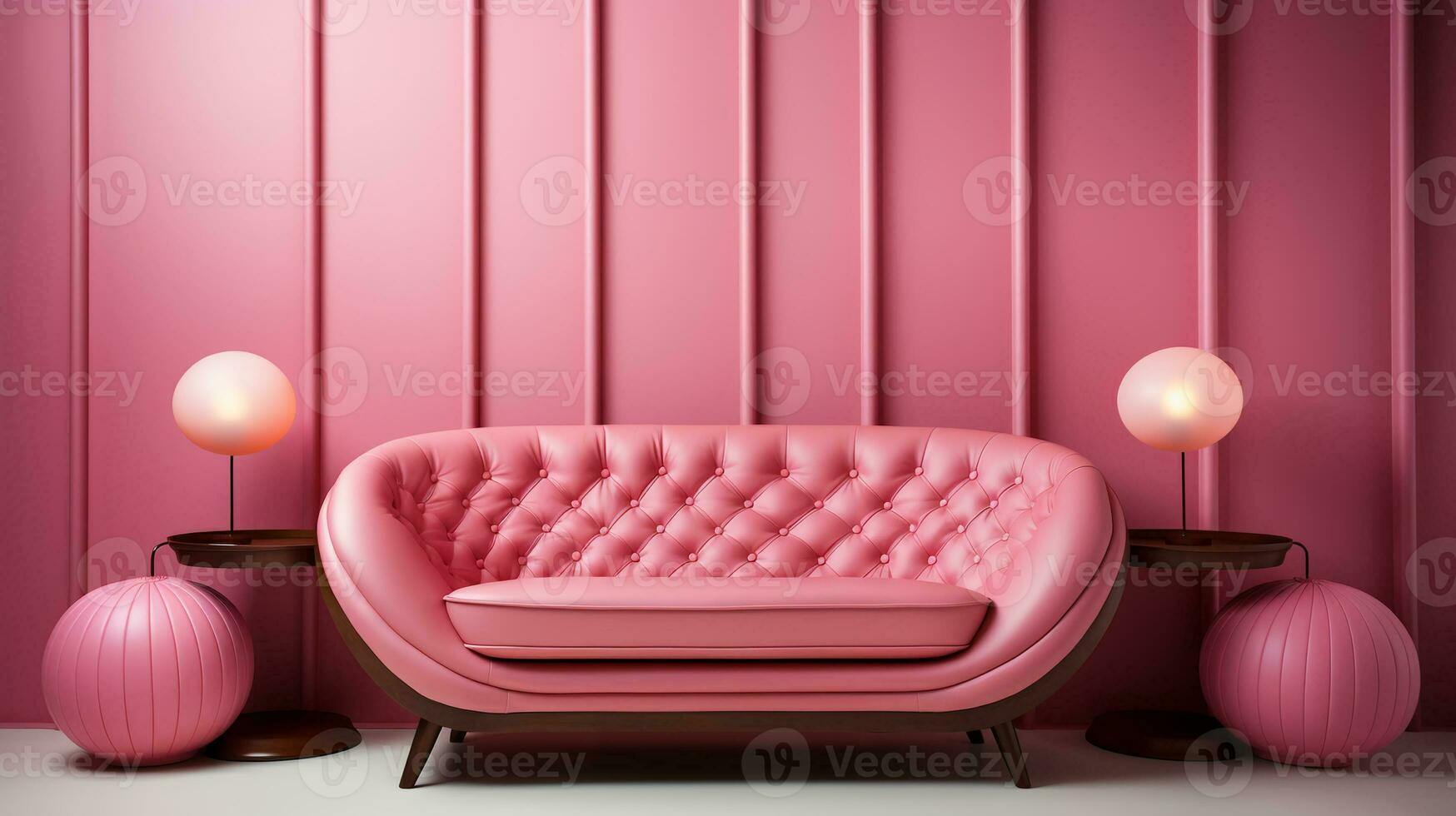 interior retro background in pink bright glamor style.AI Generative photo