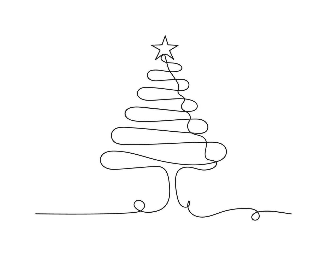 Christmas tree continuous one line icon vector illustration.