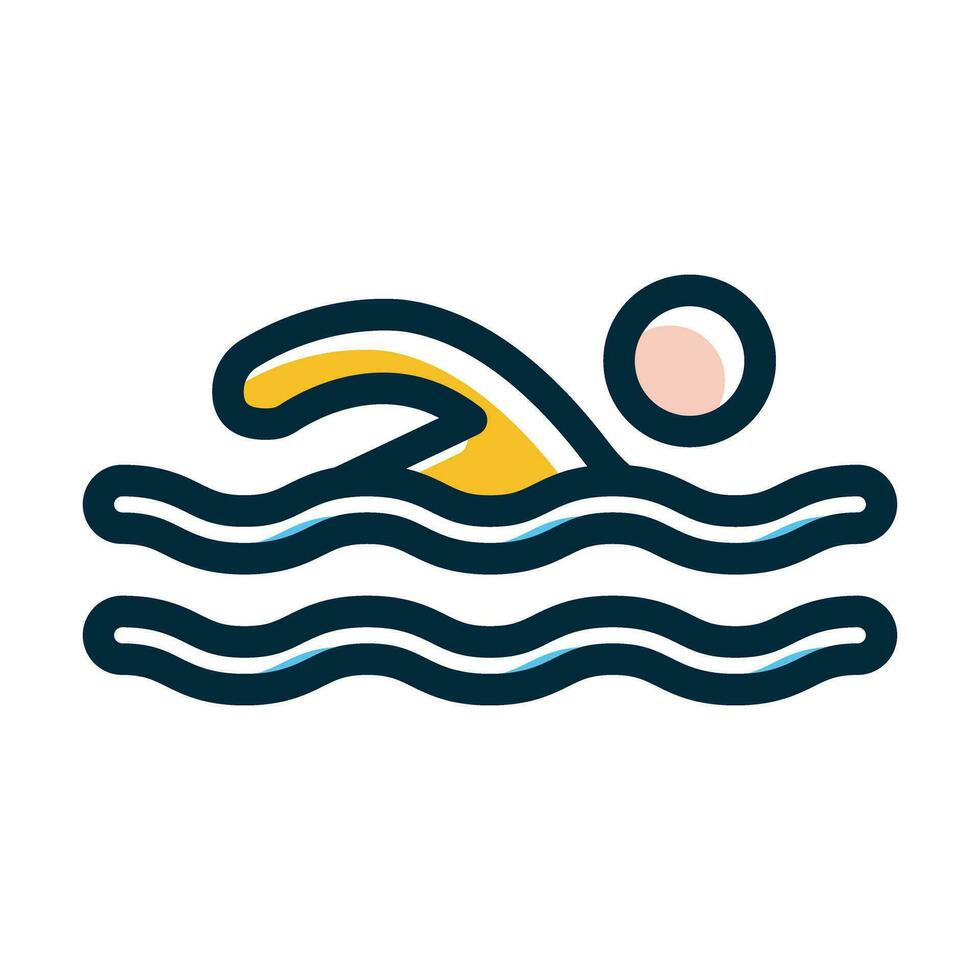 Swimmer Vector Thick Line Filled Dark Colors Icons For Personal And Commercial Use.