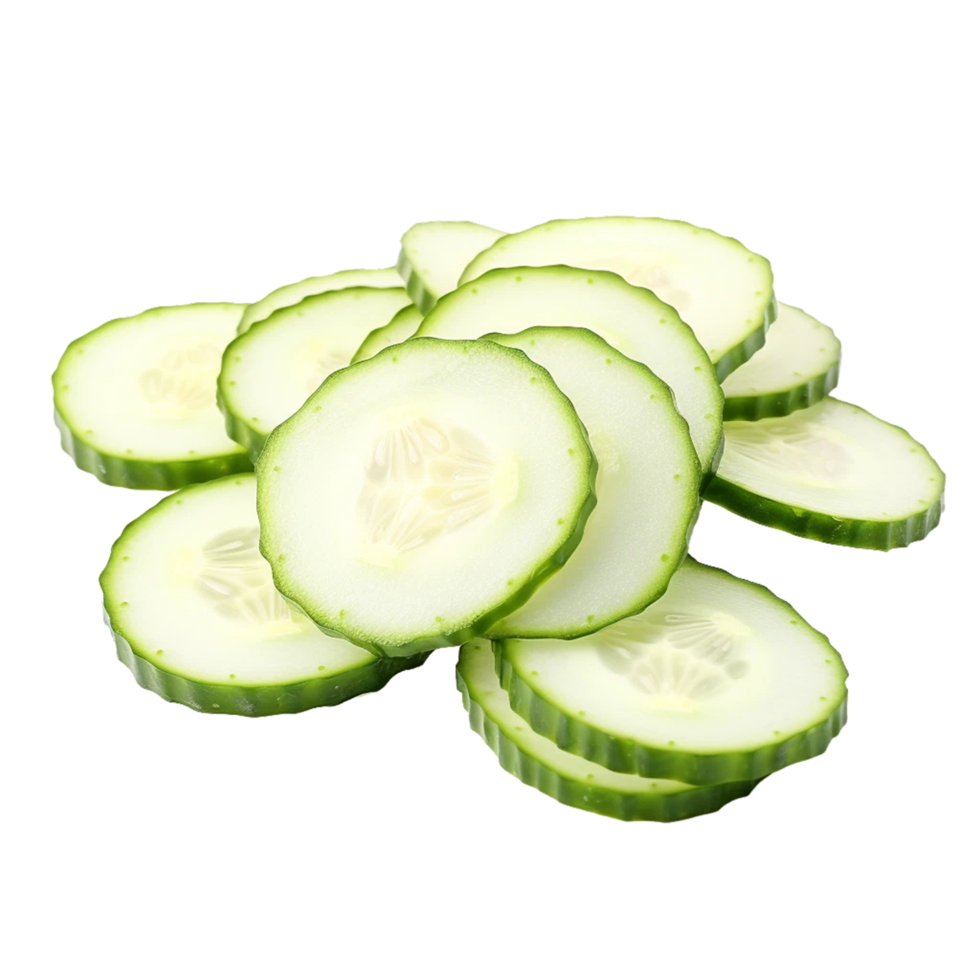 Cucumber round slice isolated on a transparent background AI Generative png