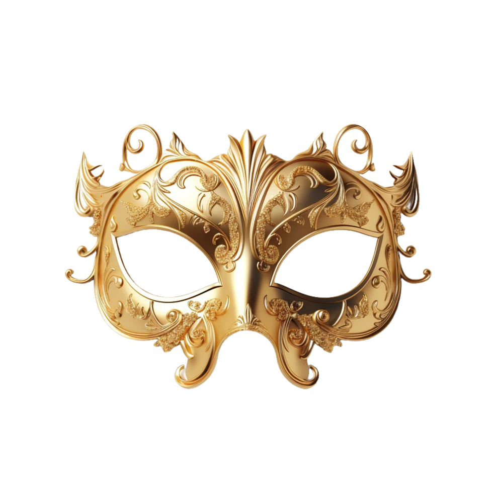Gold mask isolated on a transparent background AI Generative png