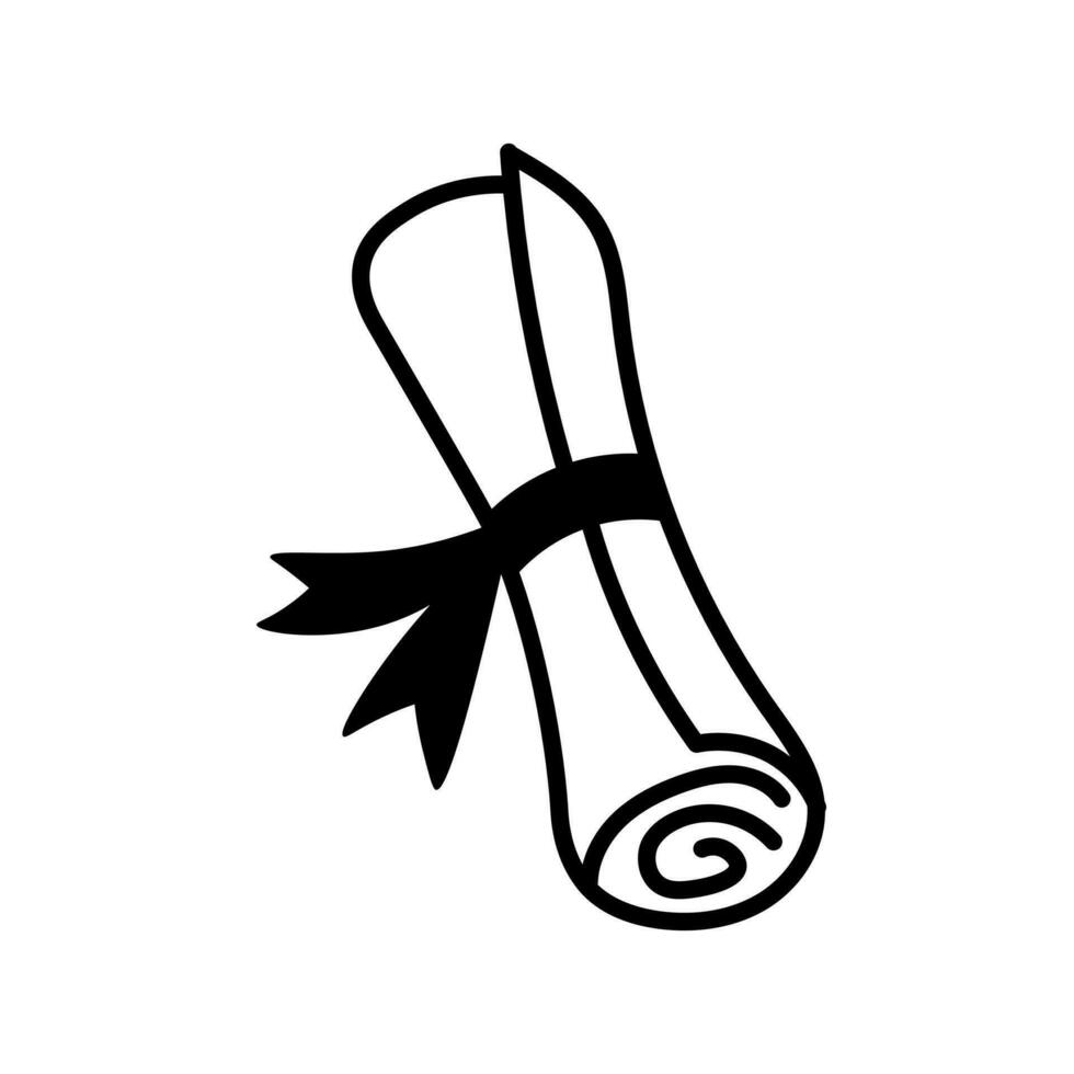 Parchment scroll with ribbon doodle 33001171 Vector Art at Vecteezy