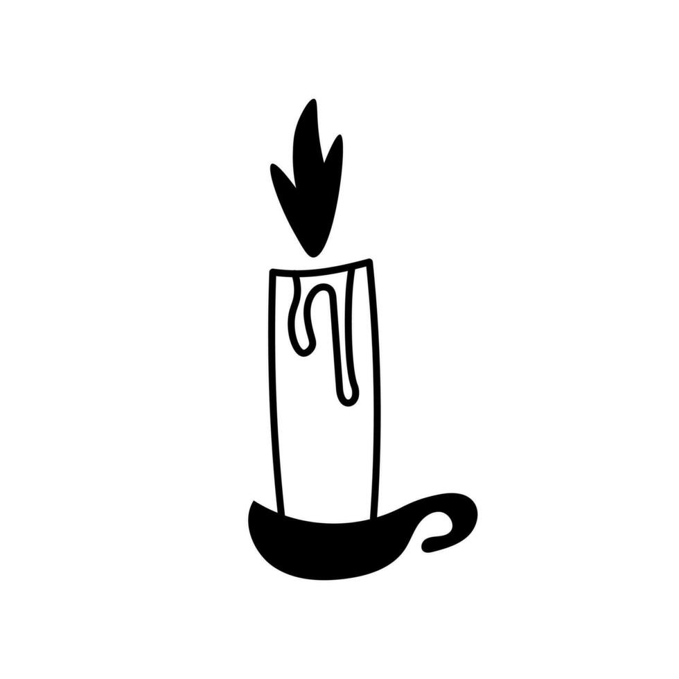 Candle in a candlestick doodle vector