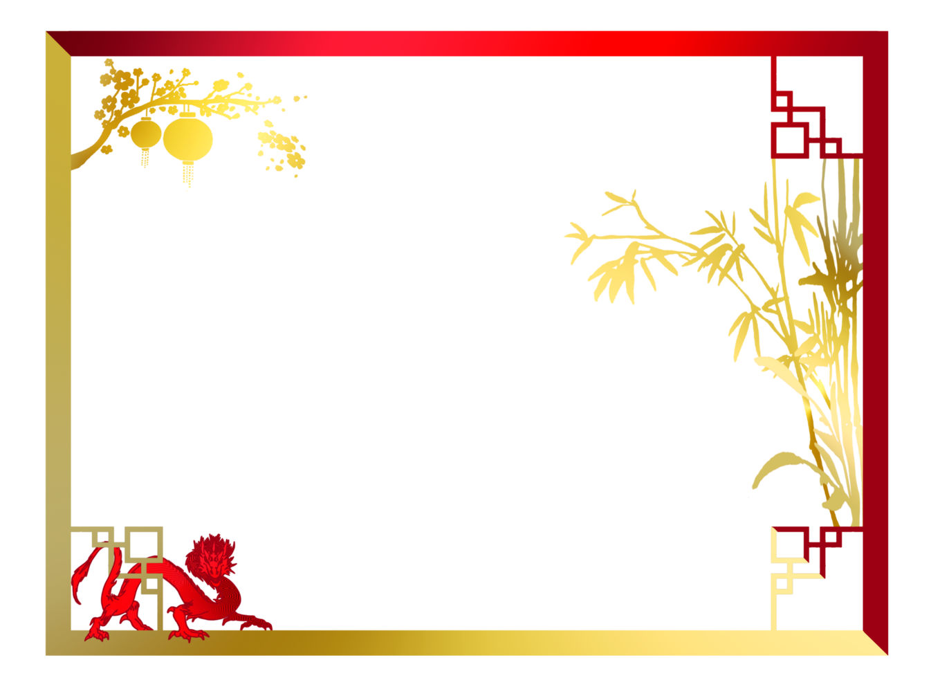 template Chinese new year border frame for greeting card png