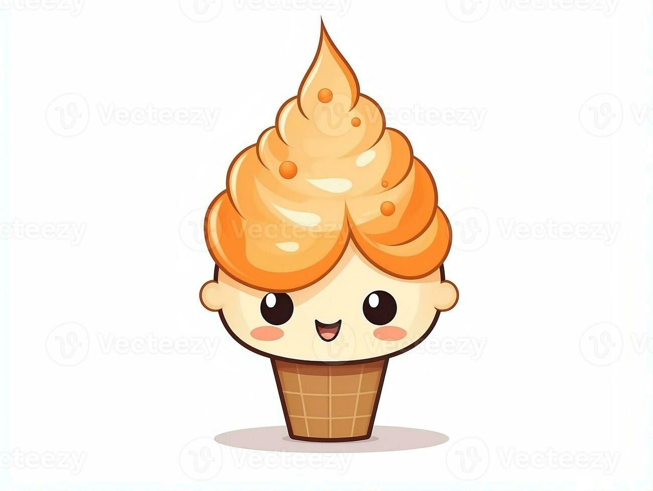 Cute cartoon character orange ice cream with isolated background AI Generative photo