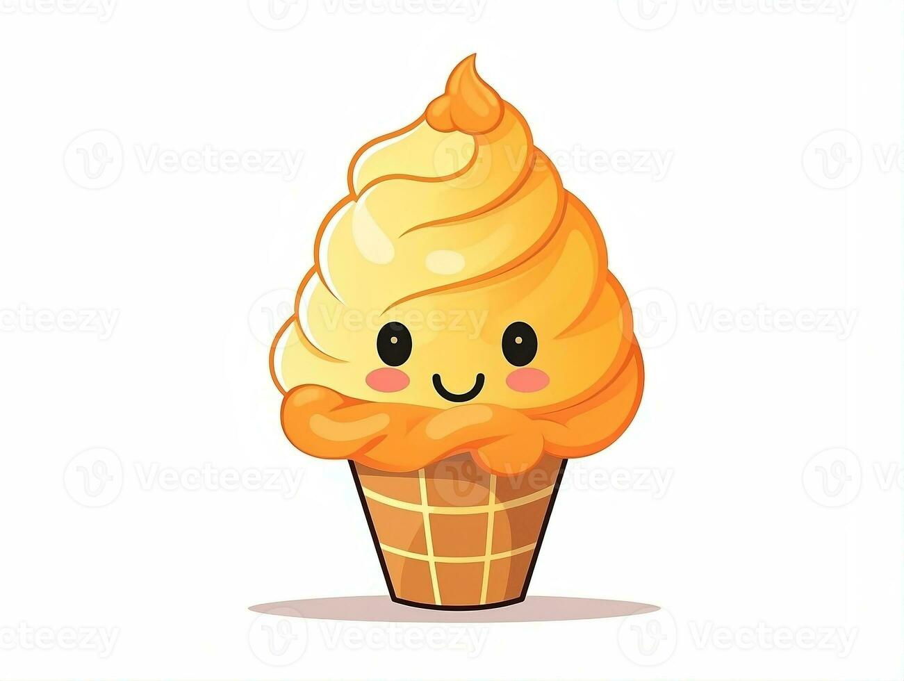 Cute cartoon character orange ice cream with isolated background AI Generative photo