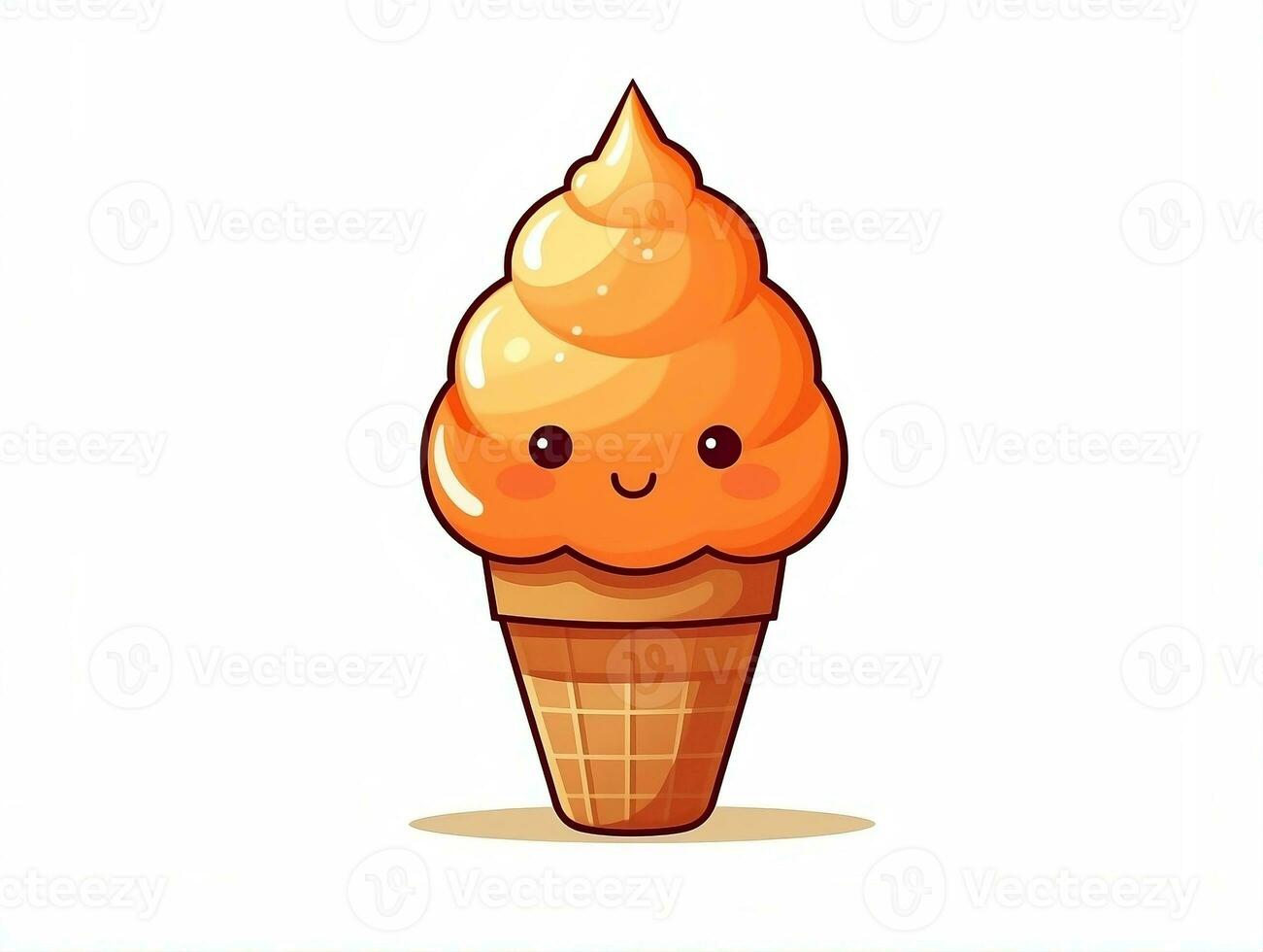 Cute cartoon character orange ice cream with isolated background AI Generative photo