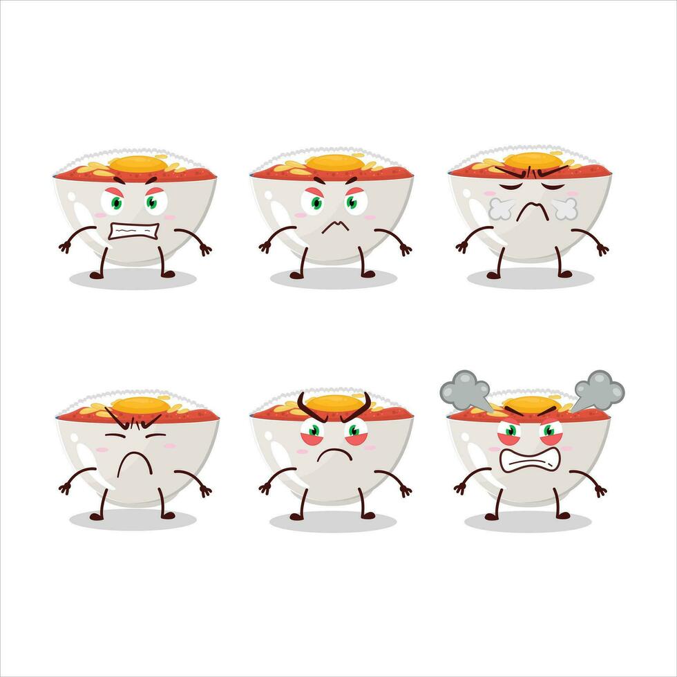 Gyudon cartoon character with various angry expressions vector