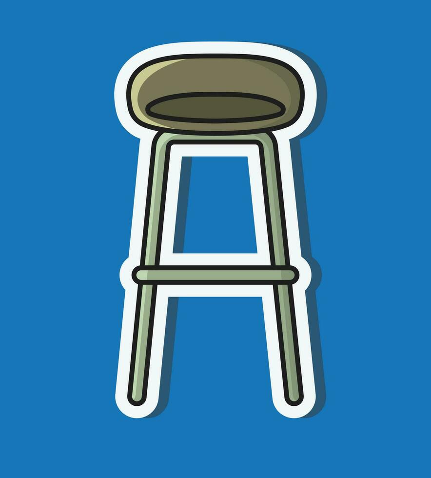 Modern Bar Stool, Chair Sticker design vector illustration. Interior indoor bar objects icon concept. Furniture for Bar and Restaurant decoration sticker style logo design with shadow.