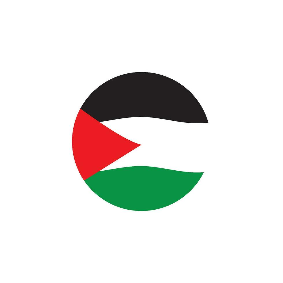 round palestinian flag icon vector