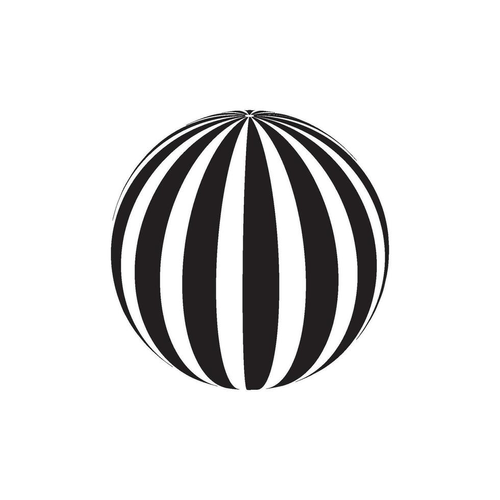 Abstract globe striped ball, 3d style striped globe icon effect vector