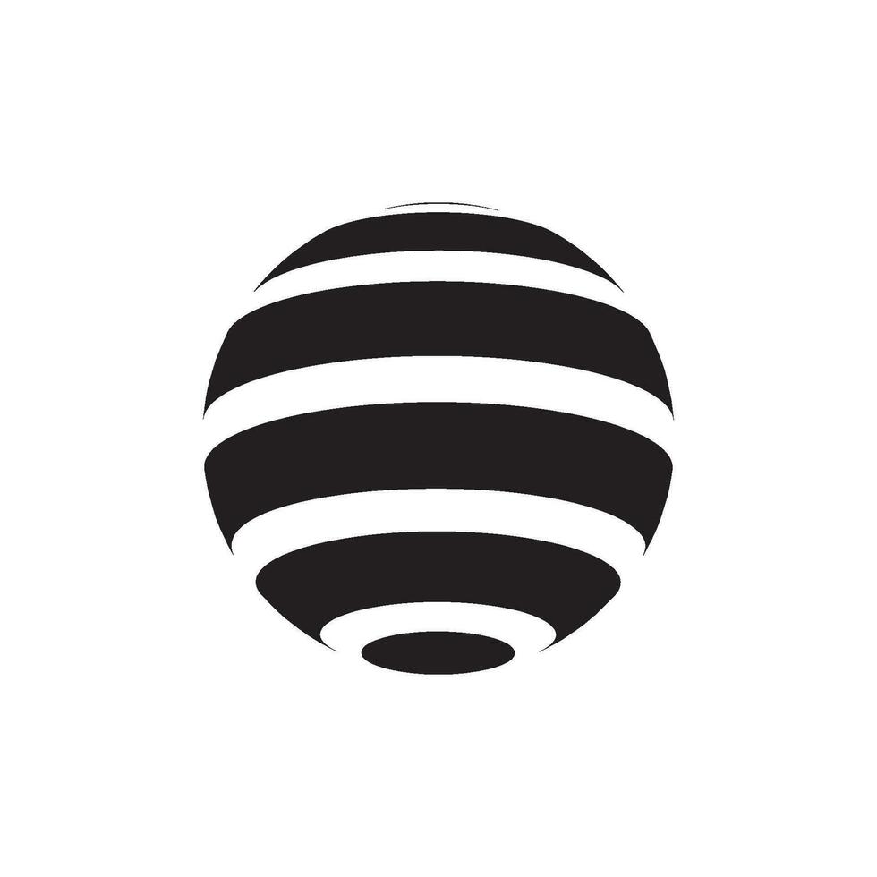 3D geometric striped rounded shape sphere vector