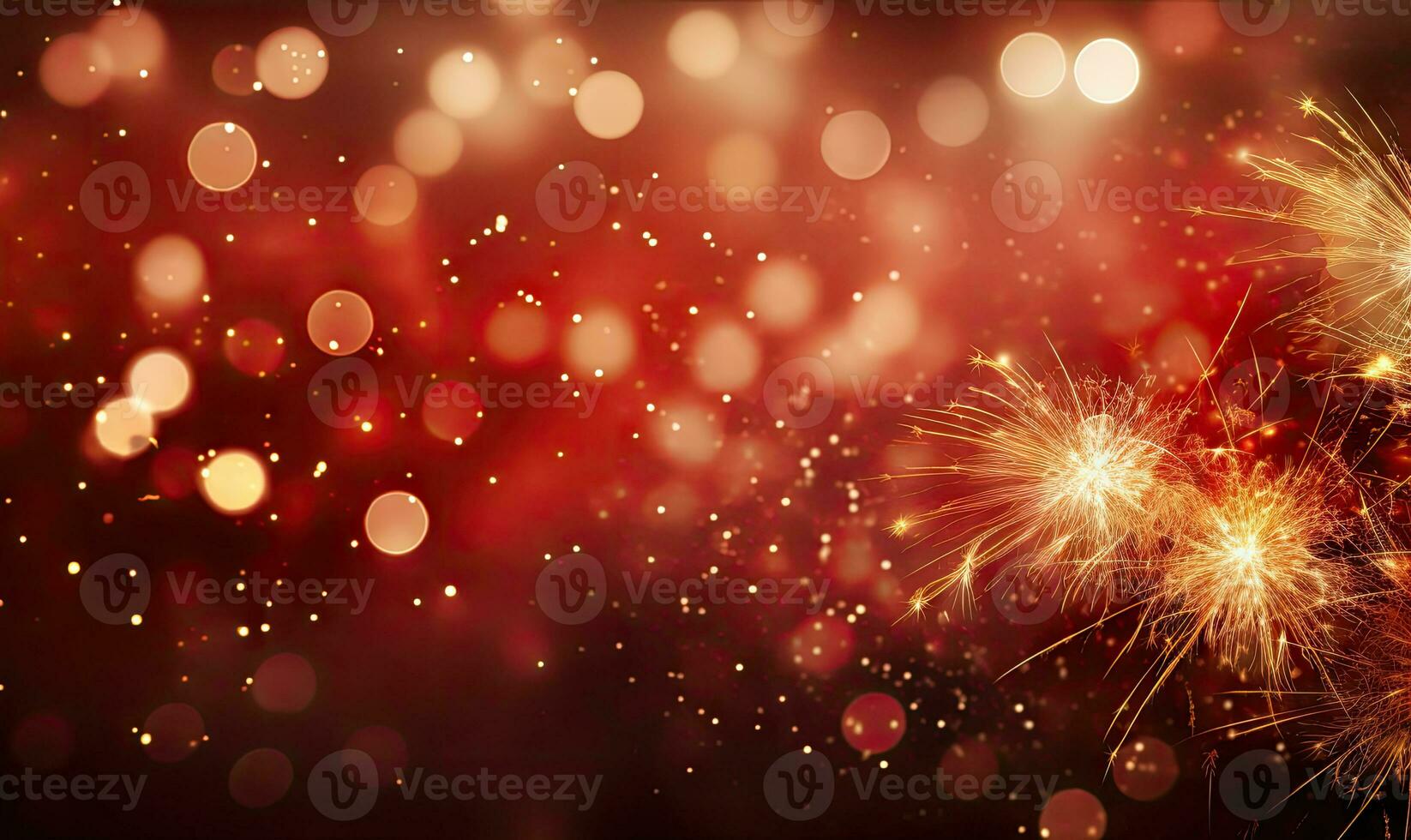 Dazzling fireworks and twinkling bokeh lights illuminate the dark night sky. AI generative. photo