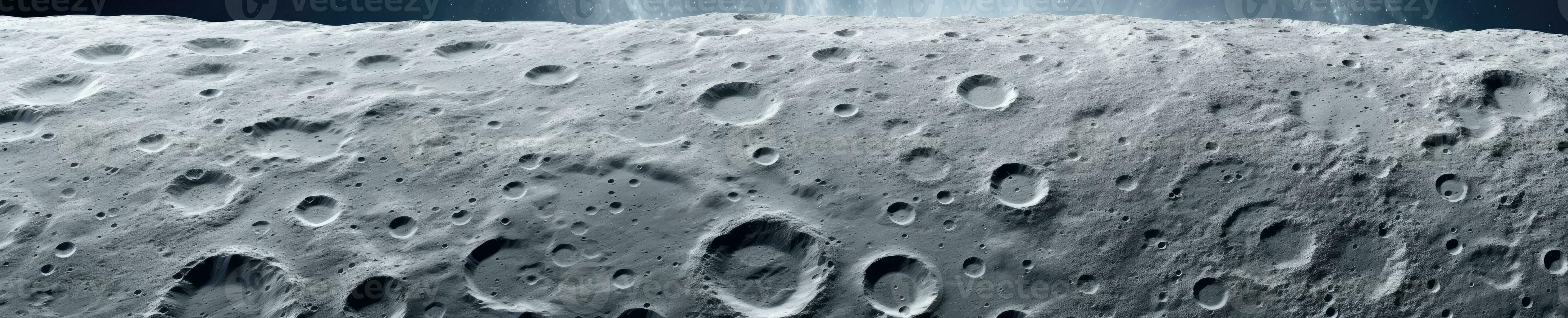 Captivating close-up of the moon's textured surface, revealing rocky craters and undulating terrain. AI generative. photo