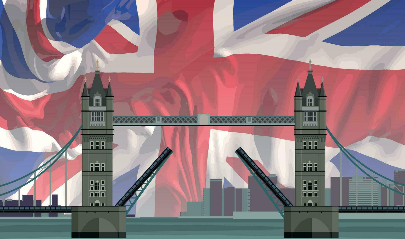 torre puente en el antecedentes de el Inglés bandera.vector. vector