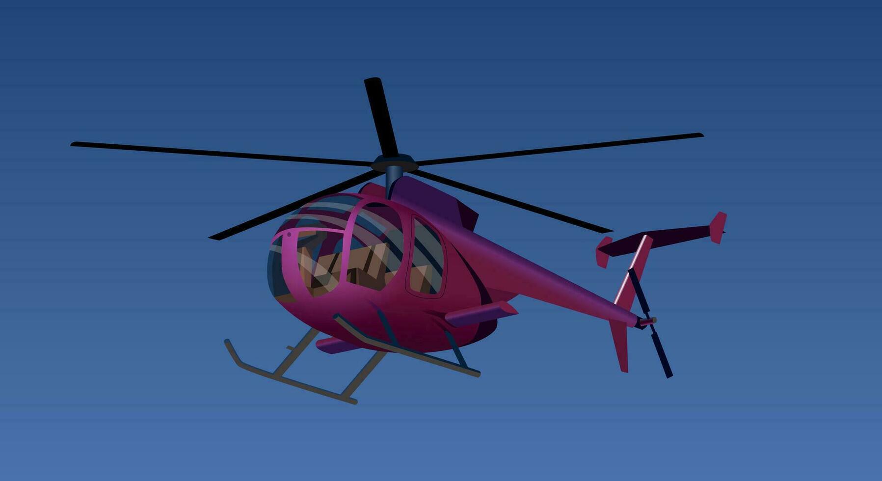 A helicopter with tourists flies over the sea. Vector. vector