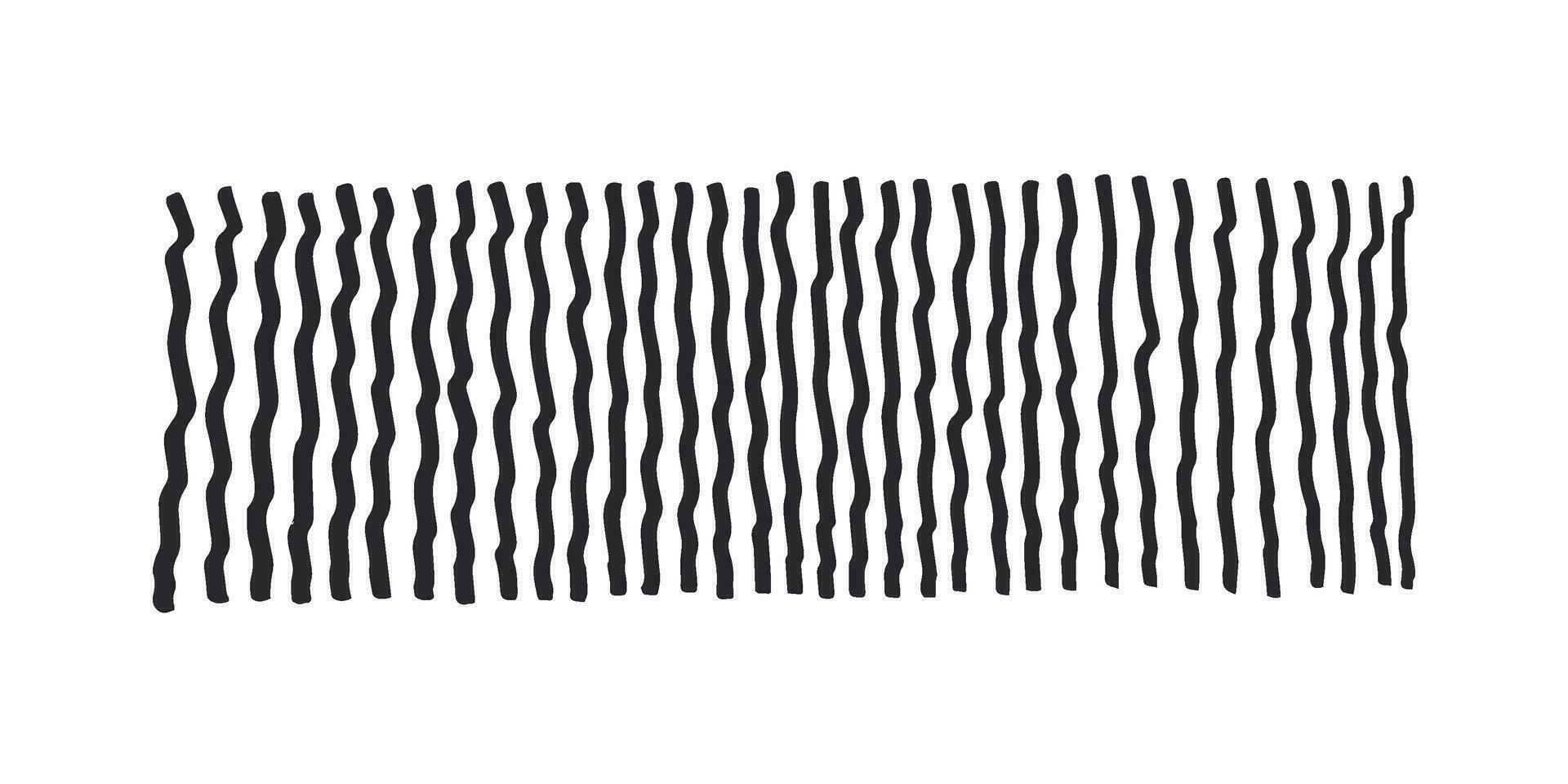 Horizontal pattern, texture, line hand drawn. Hatch drawing pen ink and crosshatch draw pencil sketch Doodle scratch style. Black shape on white background. Vintage graphic design. Vector illustration