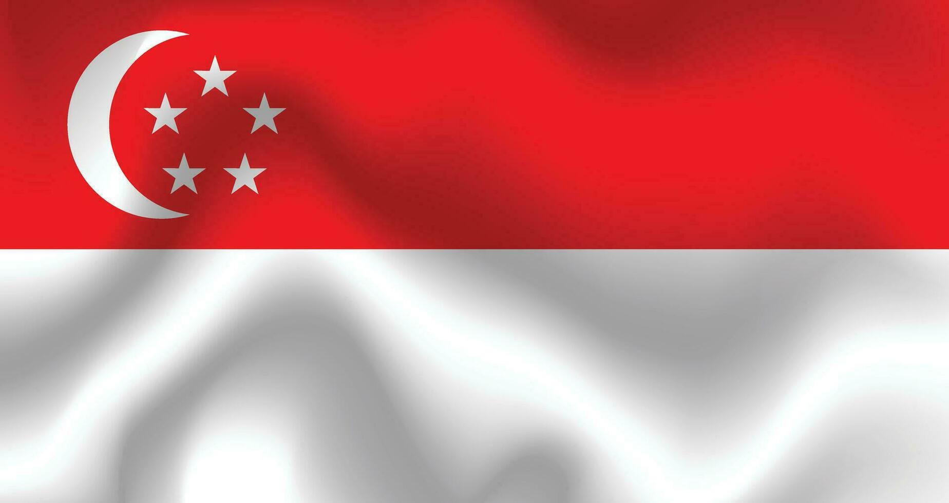 Flat Illustration of Singapore flag. Singapore flag design. Singapore wave flag. vector