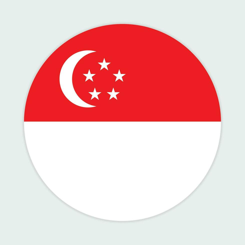 Singapore flag vector icon design. Singapore circle flag. Round of Singapore flag.