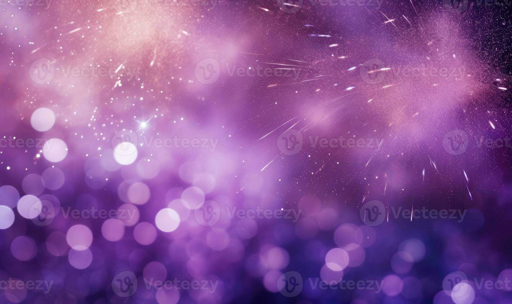 Dreamlike purple scene with radiant bokeh orbs. AI generative. photo