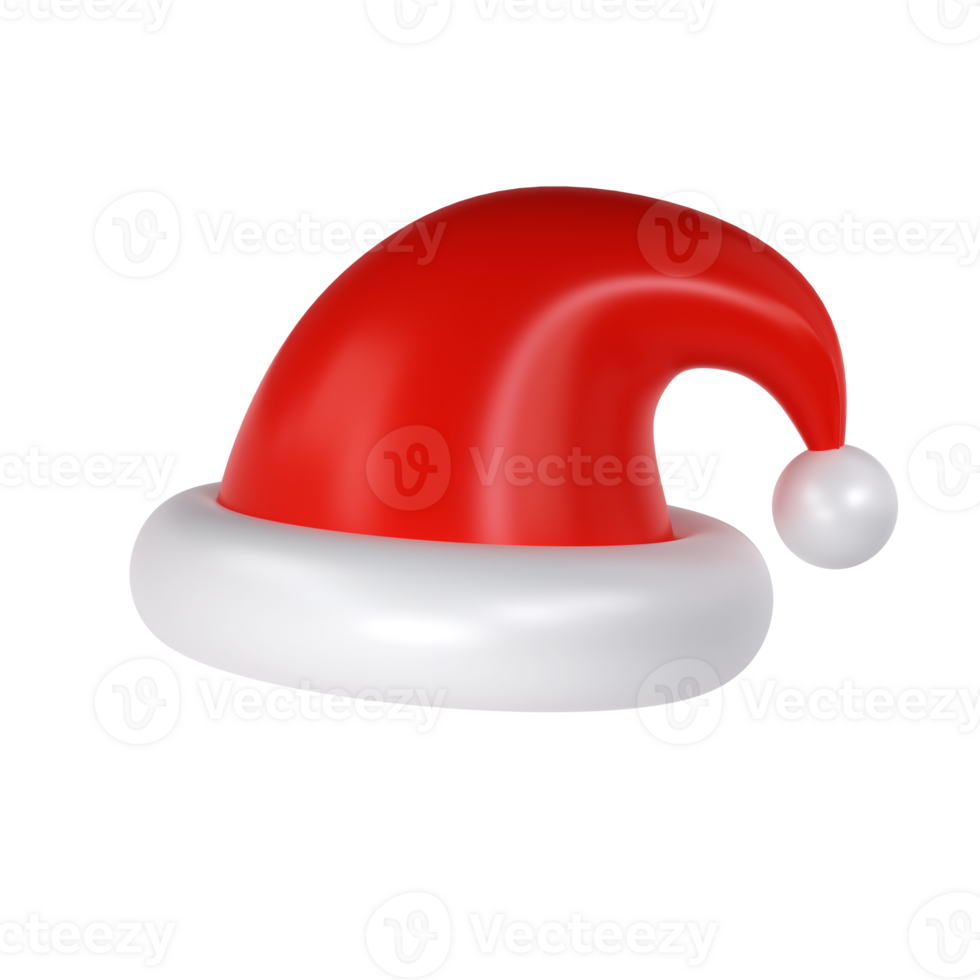 3d icon Christmas Santa Claus cute hat. New Year red hat for chat effects xmas character png