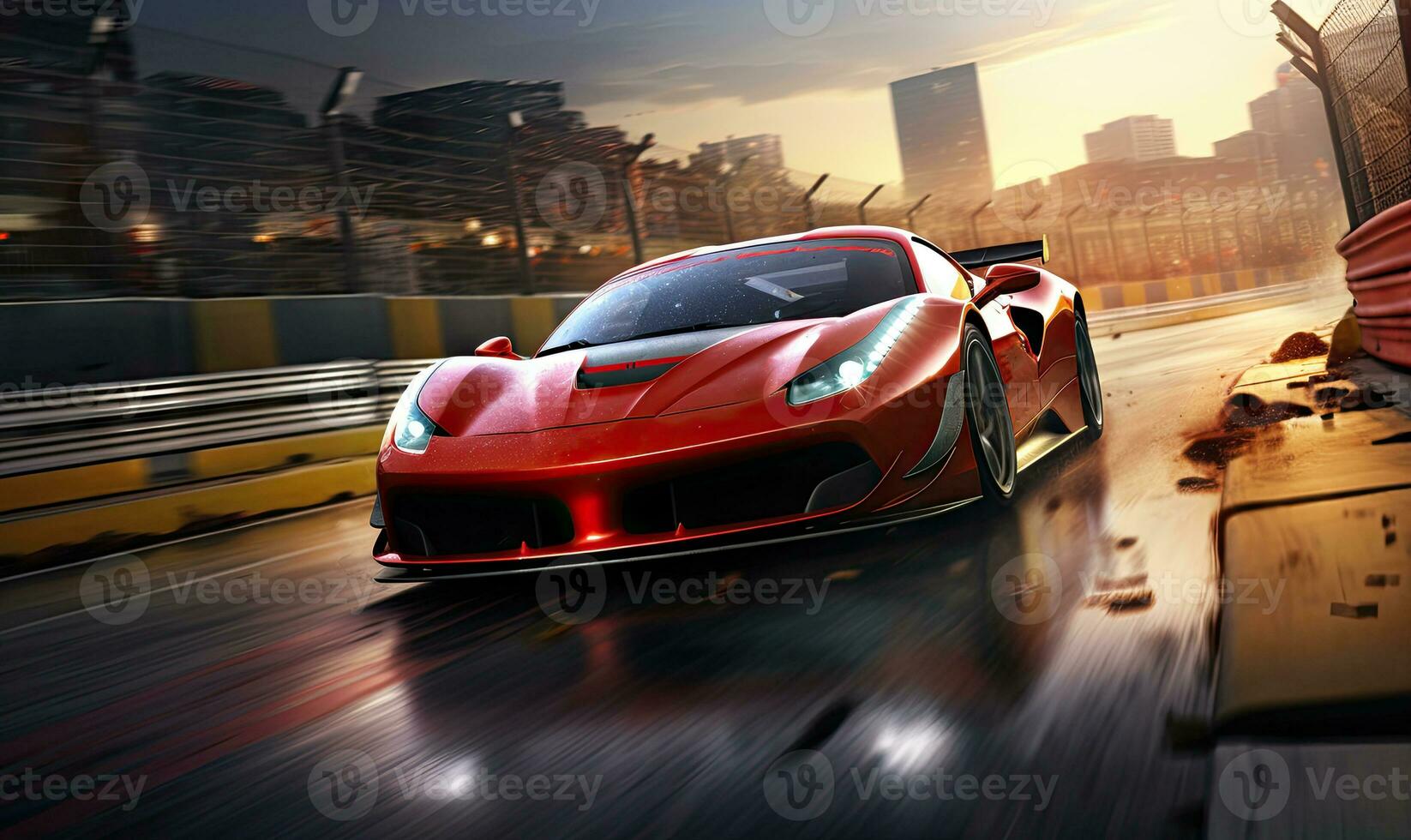 Sleek sports car in motion, symbolizing dynamic racing power. AI generative photo