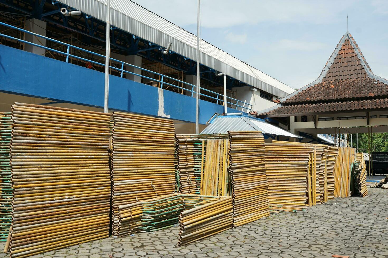 sports field stadium renovation with plug and wall photo