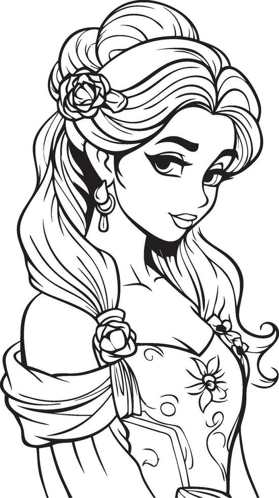 Princess coloring page vector EPS10