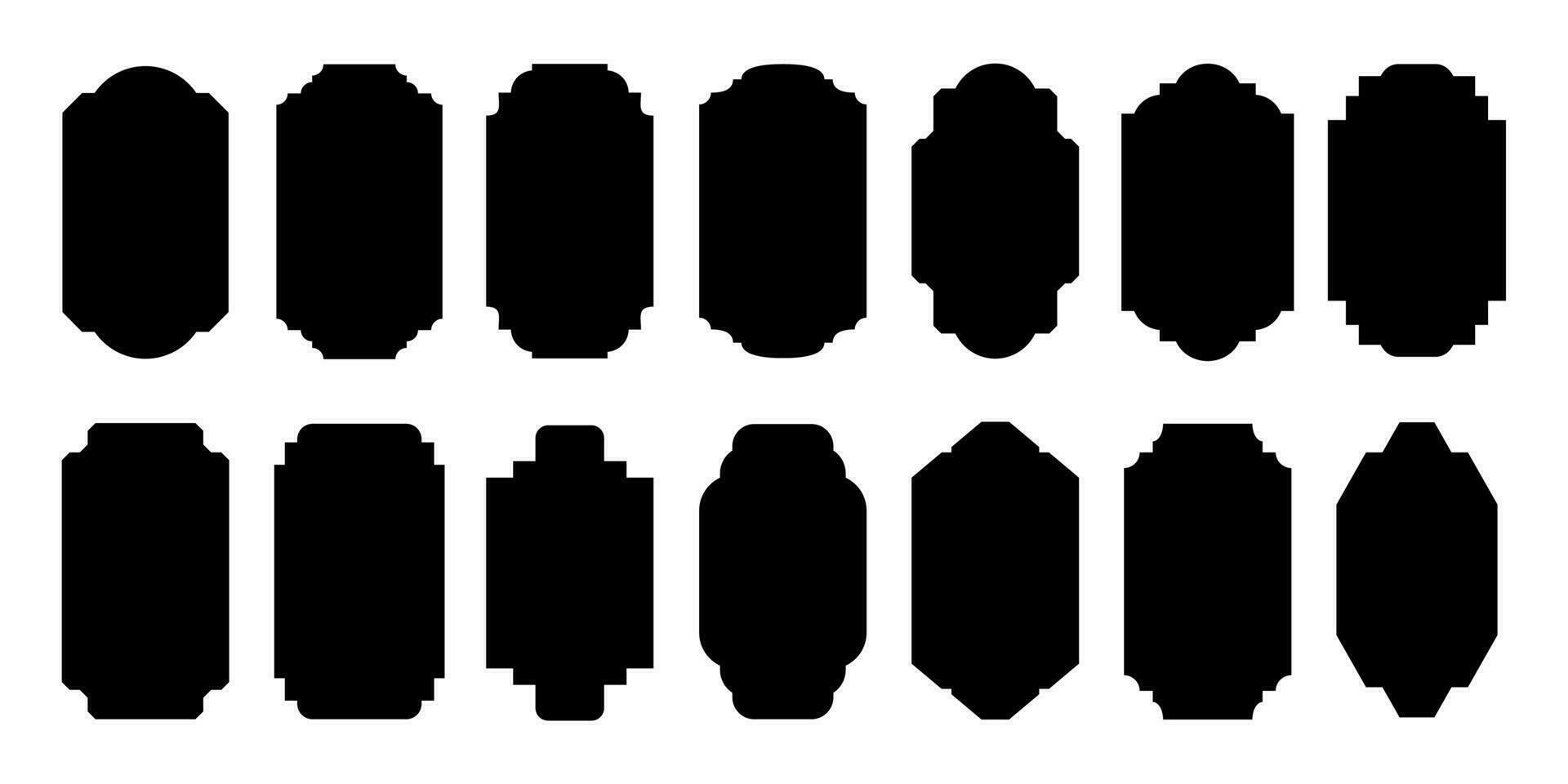 Collection of black simple vintage frames and labels vector illustration. Black frame