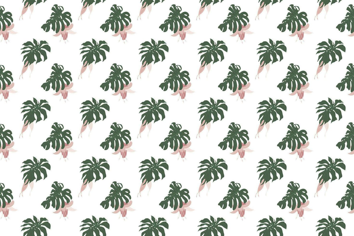 Monstella leave with flower as seamless pattern background vector