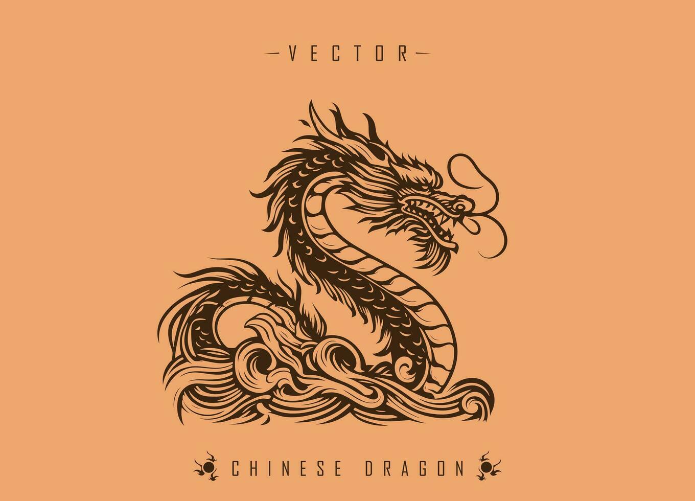 The Ancient Art of Dragon Illustration in Oriental Decorative Style vector