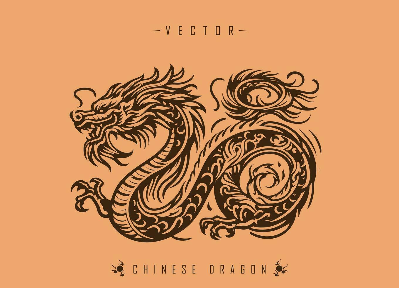 The Ancient Art of Dragon Illustration in Oriental Decorative Style vector