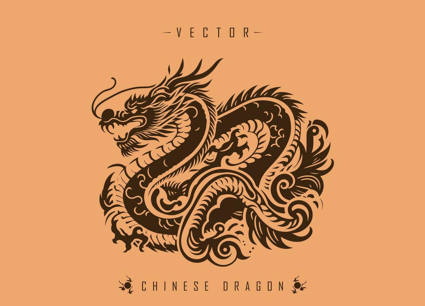 The Ancient Art of Dragon Illustration in Oriental Decorative Style vector