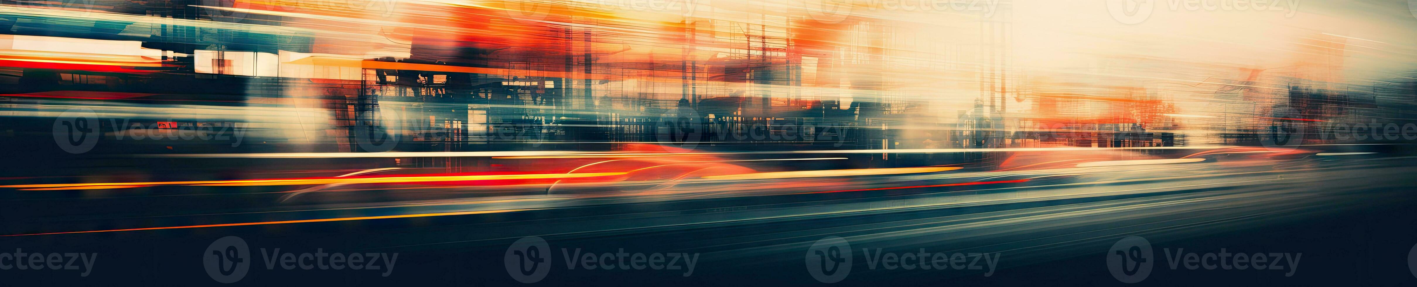 Speeding car on a racetrack, captured in a blur. AI generative. photo