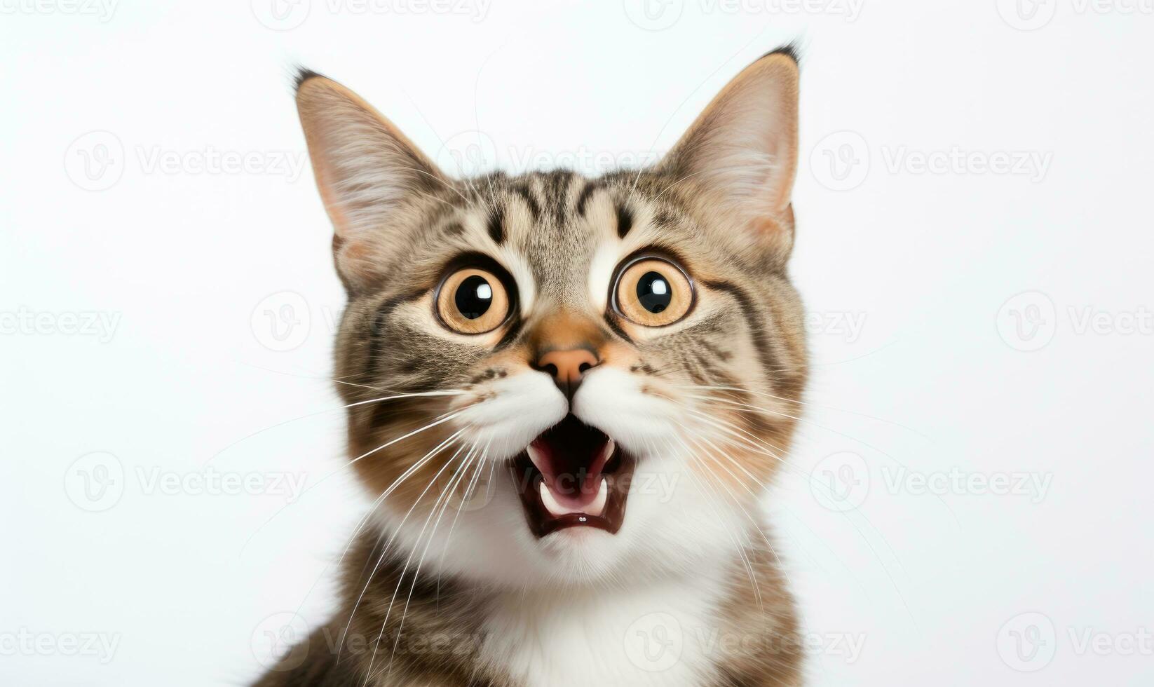 Intrigued cat gazes directly into the camera. AI generative. photo