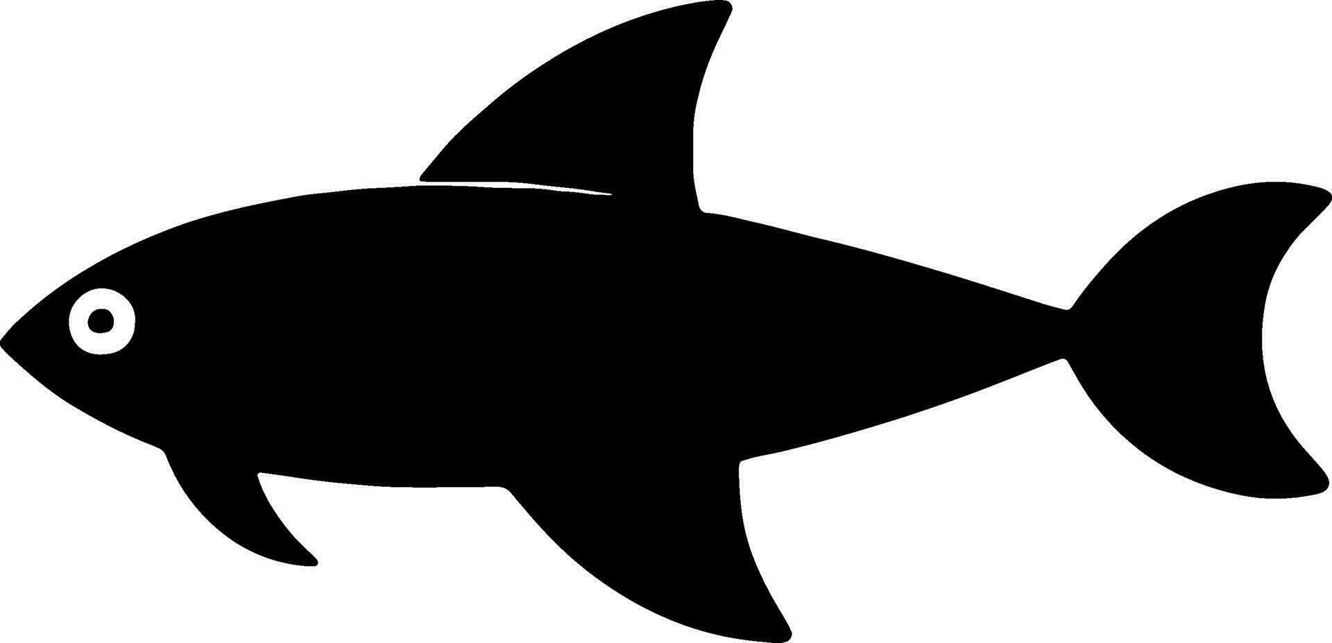 Fish silhouette swimming gracefully in the depths, its sleek form gliding effortlessly through the clear water vector