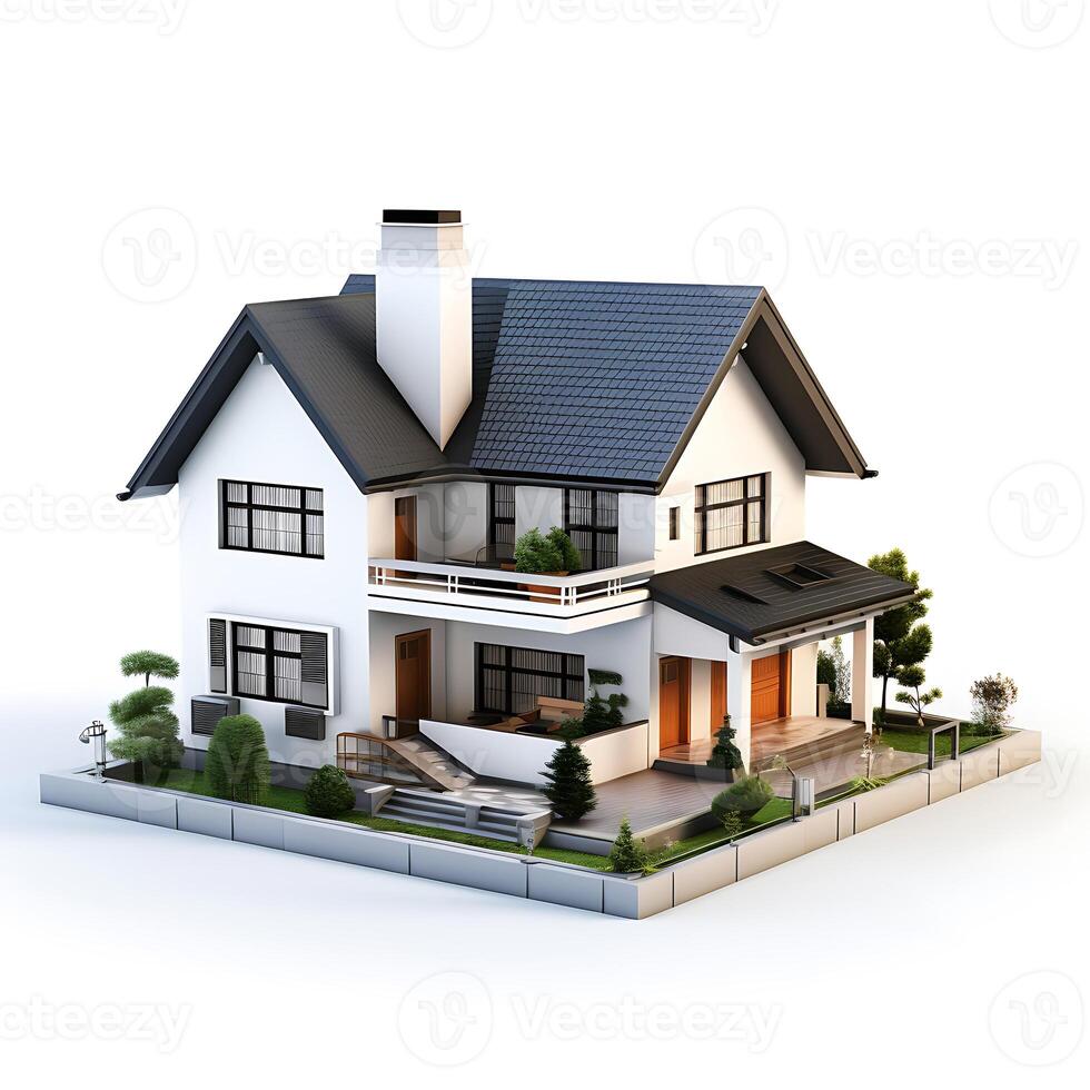 3d house model on white background photo